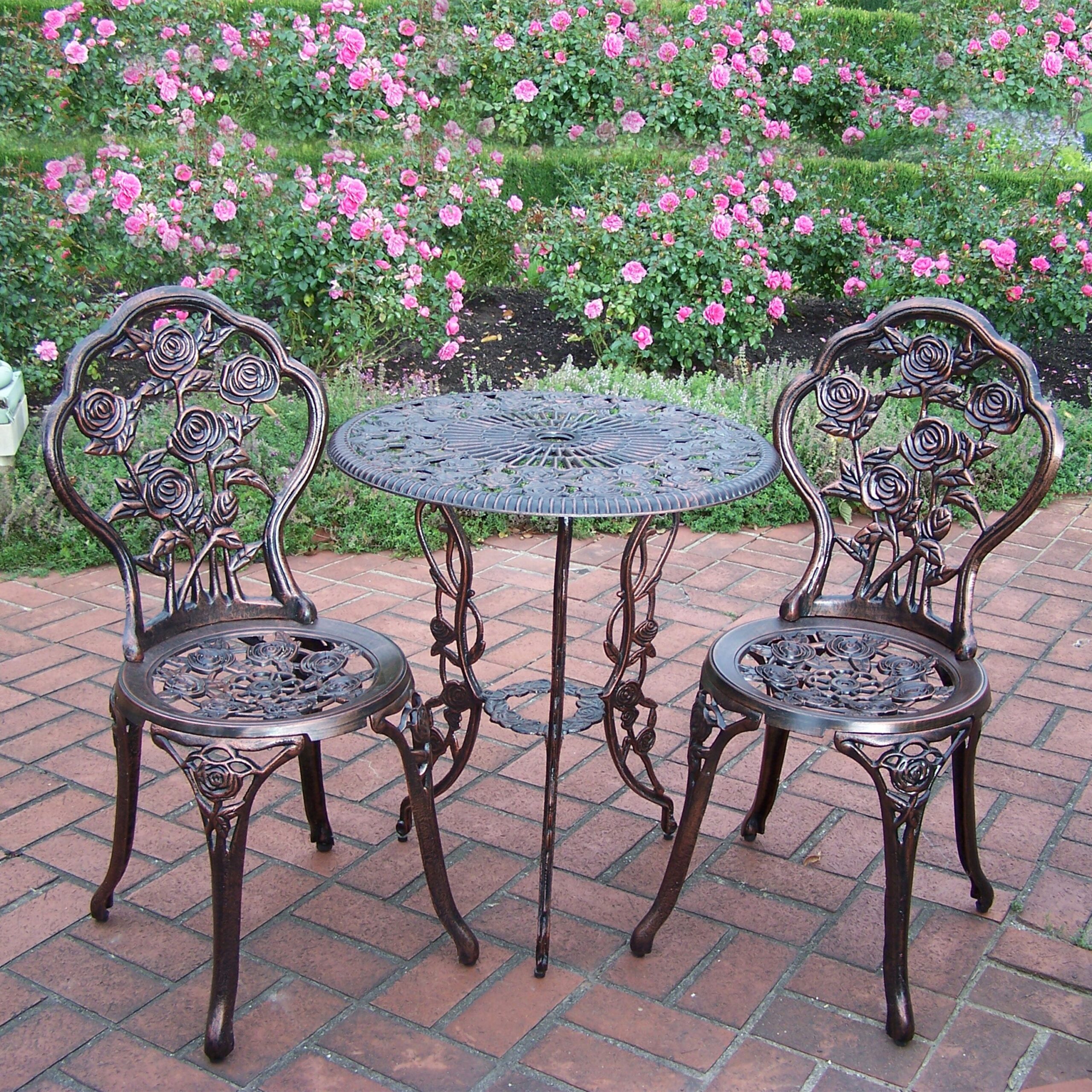 Oakland Living Rose Bistro Set 3 Bronze Bistro Patio Set