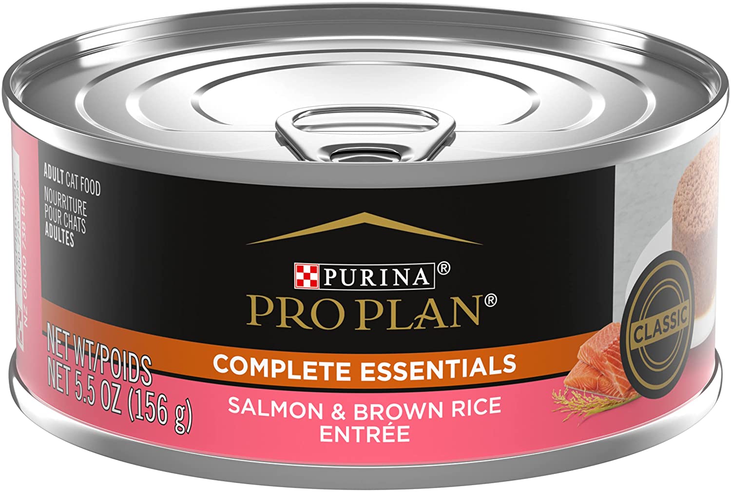Purina Pro Plan Pate Wet Cat Food. COMPLETE ESSENTIALS Salmon & Brown Rice Entree - (24) 5.5 oz. Cans