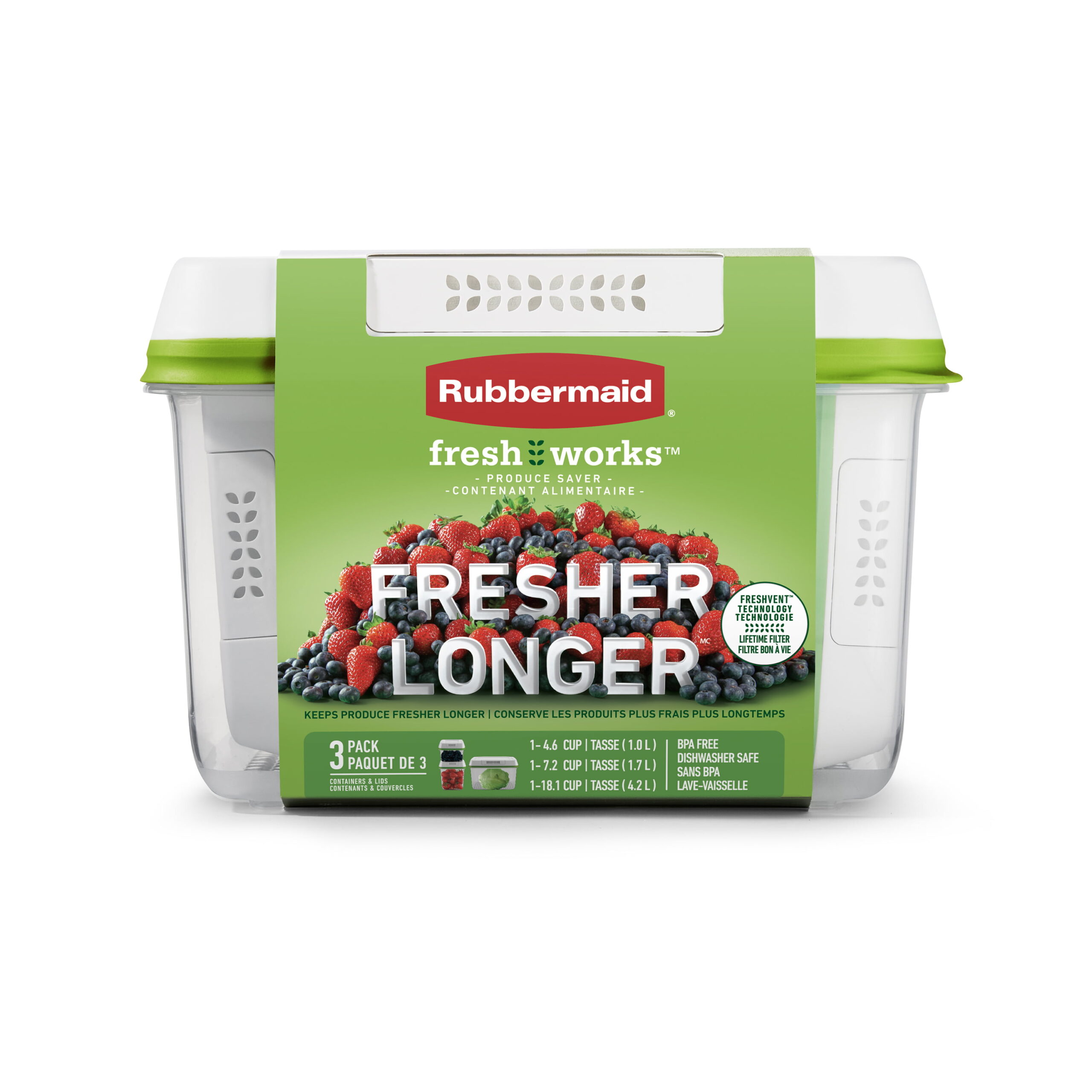 Rubbermaid FreshWorks Produce Savers. Medium and Large Produce Storage Containers. 6-Piece Set