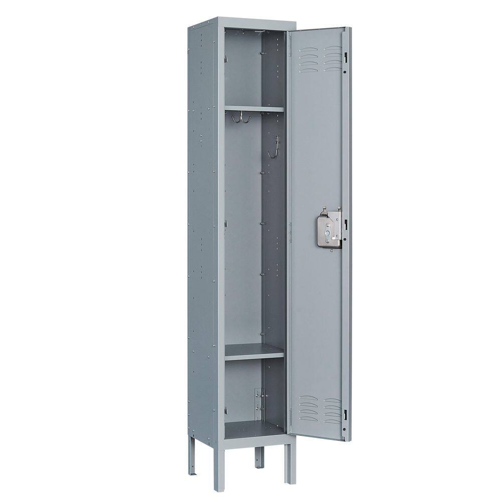 Mlezan DBDG202299G Metal Locker Cabinet Single Tier 12 in. D x 12 in. W x 66 in. H in Gray Steel for Gym School Changing Room