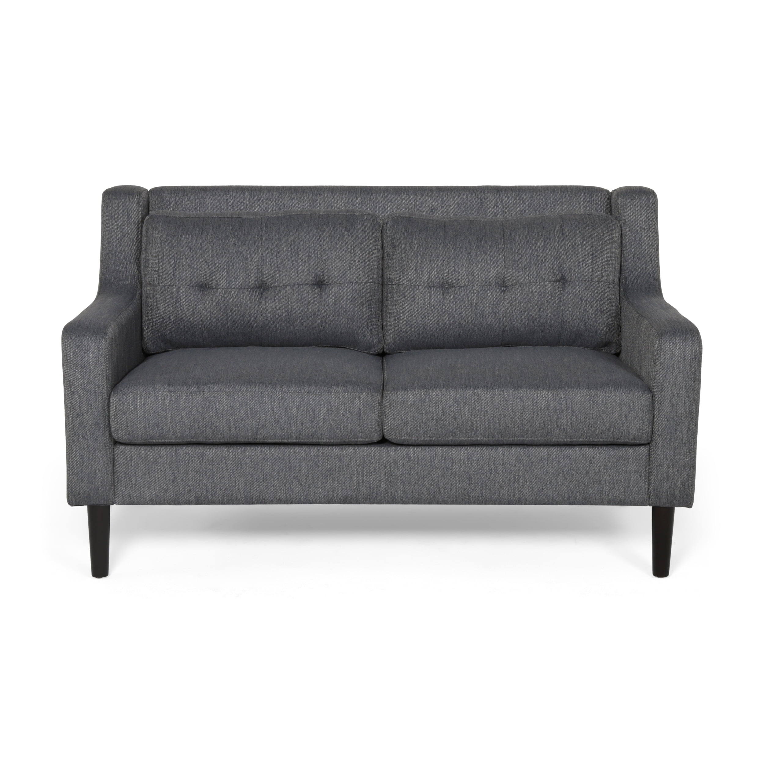 Noble House Kayden Indoor Contemporary Fabric Loveseat. Charcoal. Dark Brown