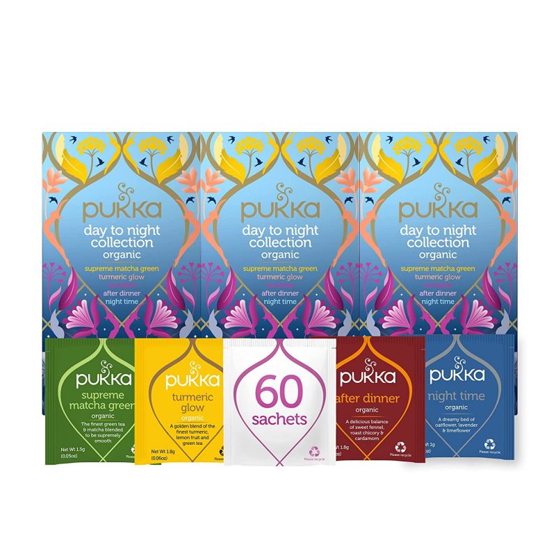 Pukka Herbs Day to Night Collection. Organic Herbal Teas. 3 Pack. 60 Tea Bags