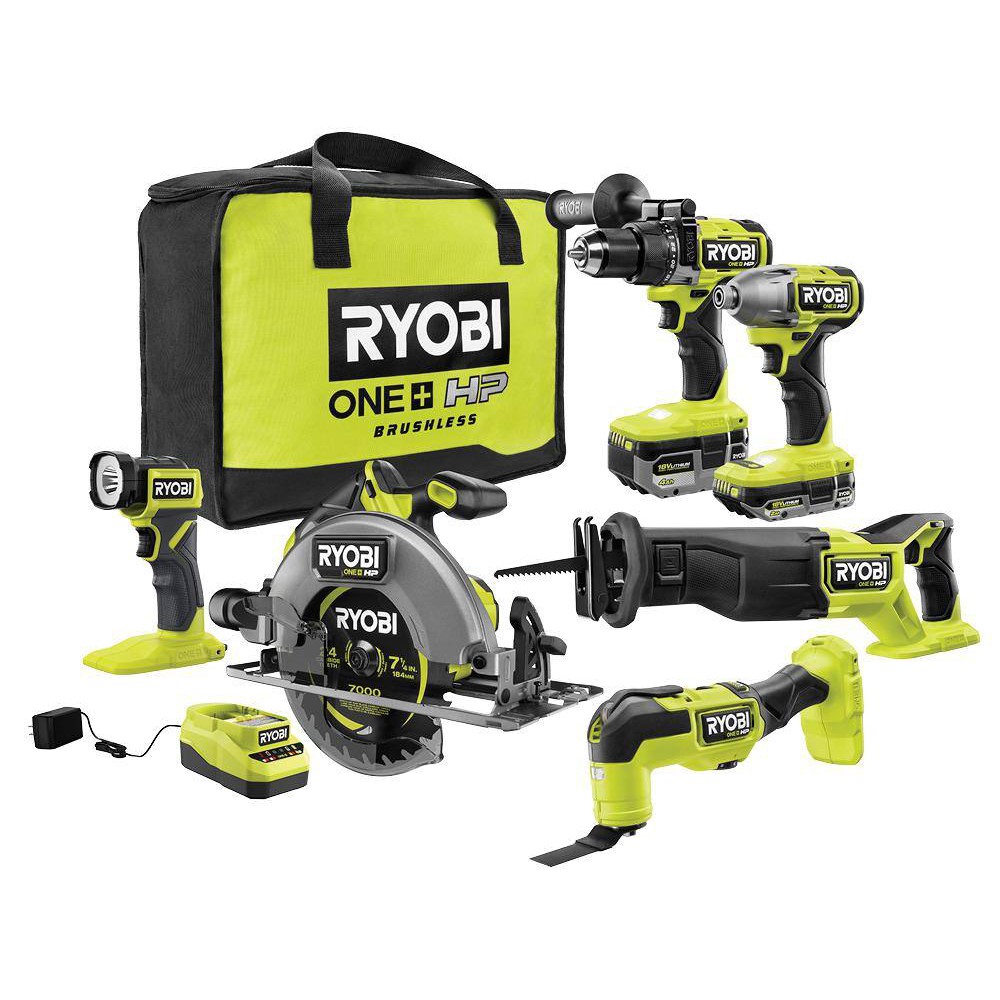 RYOBI PBLCK106K2 ONE+ 18V Cordless Brushless HP 6-Tool Combo Kit