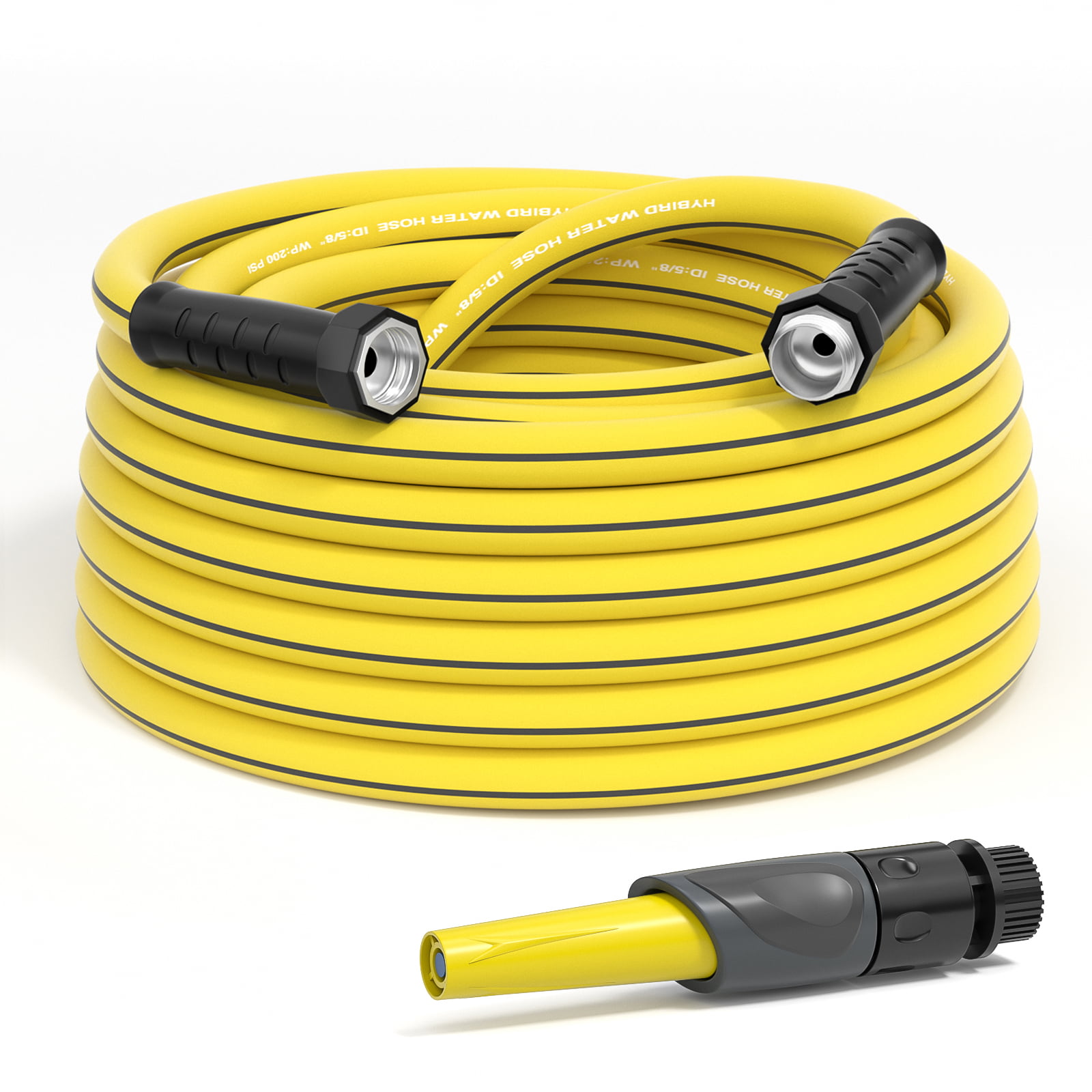 Gardguard Garden Hose 50ft x 5/8″ Heavy Duty. Lightweight Not for Drinking Water. Include Nozzle. Yellow & Black