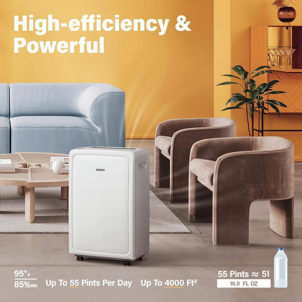 Yaufey HDCX-PD221DE 55-Pints 4500 sq. ft Home Dehumidifier for Basements and Oversized Rooms with Drain and Water Tank