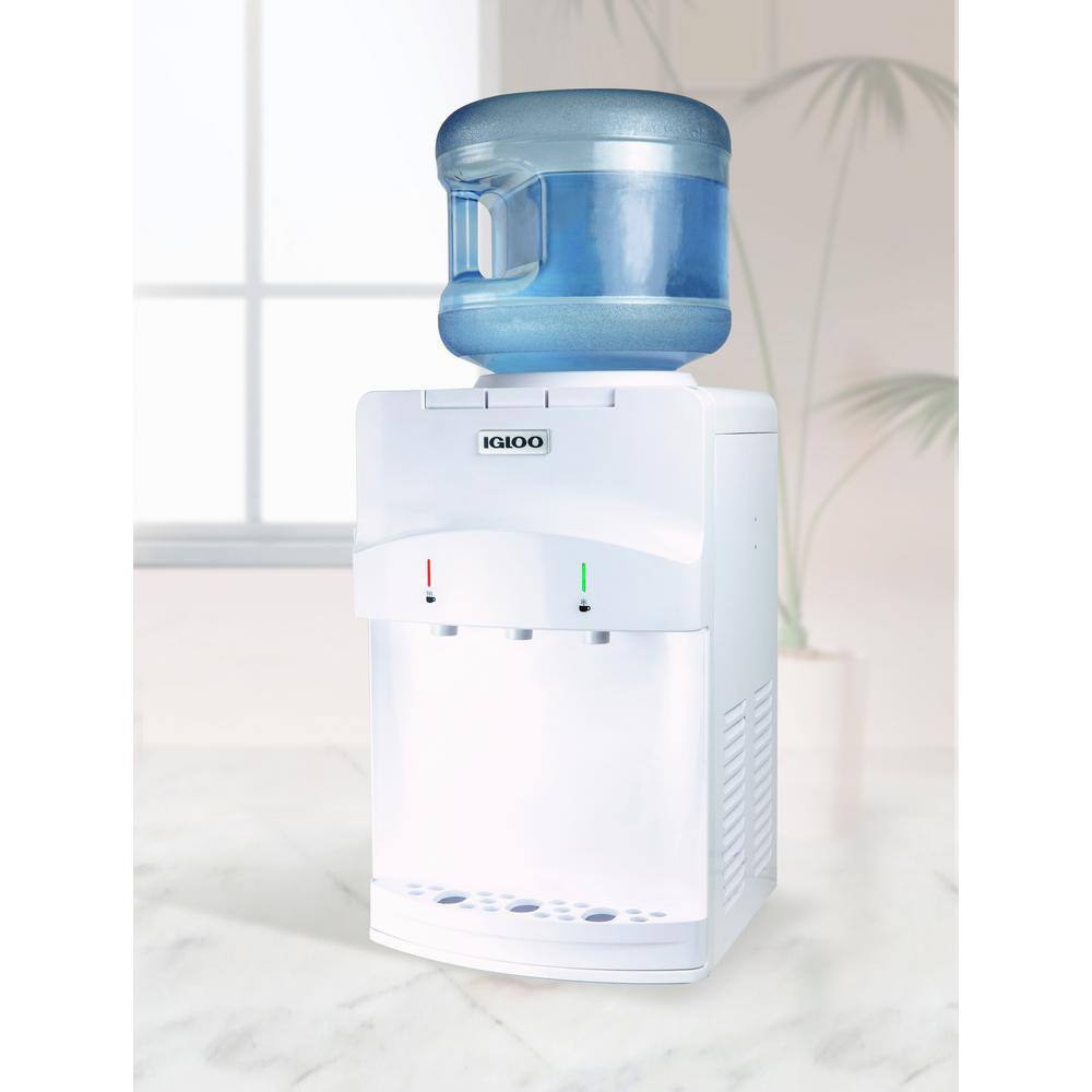 IGLOO IWCTT353CRHWH Countertop Room Temperature-Cold and Hot Top Loading Water Dispenser in White