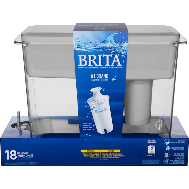 Brita  Ultra Max Water Filter Dispenser 18-cup Gray Plastic Water Filter Pitcher