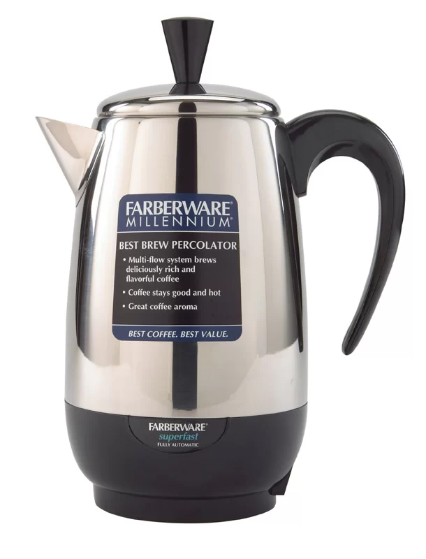 Farberware FCP280 Spectrum Brands Farberware 8-Cup Percolator. Stainless Steel. Black