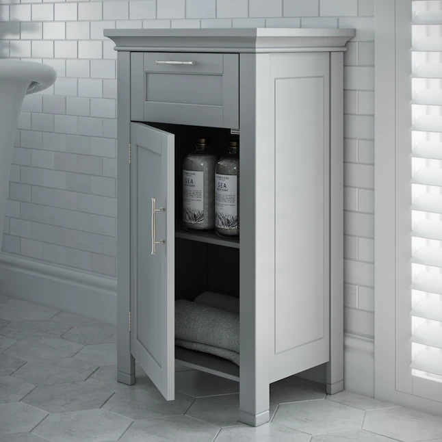 RiverRidge 06-076 Somerset 15.75-in W x 30.25-in H x 11.81-in D Gray Mdf Freestanding Linen Cabinet