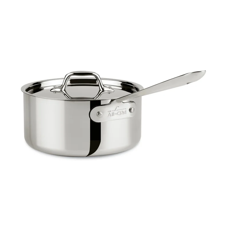 All-Clad 4203 Stainless Steel Tri-Ply Bonded Dishwasher Safe Sauce Pan with Lid Cookware. 3-Quart. Silver