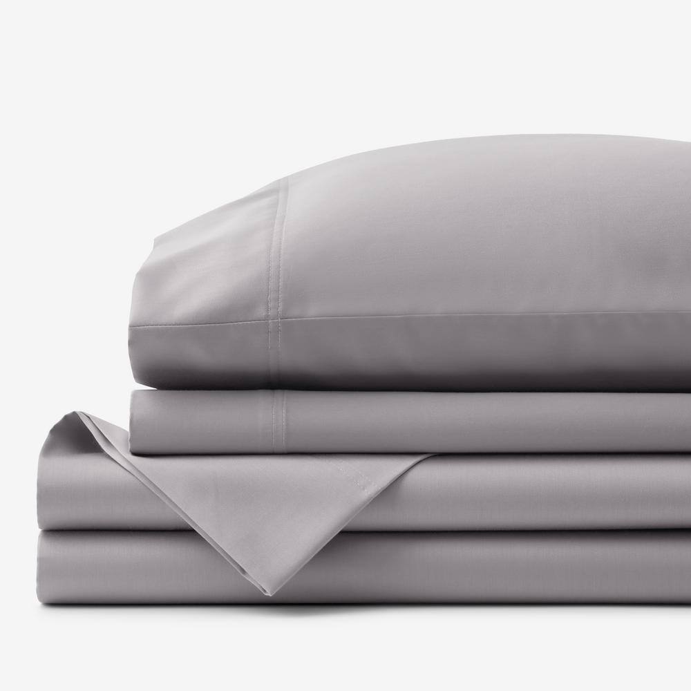 The Company Store  Legends Hotel Supima Cotton Wrinkle-Free 4-Piece Silver Sateen Queen Sheet Set - Silver