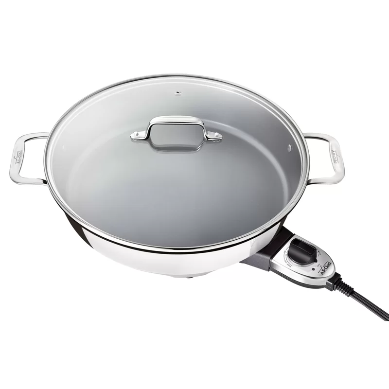 All-Clad SK492 Electric Skillet with Adjustable Temperature Dial. 7 Quart. Stainless Steel