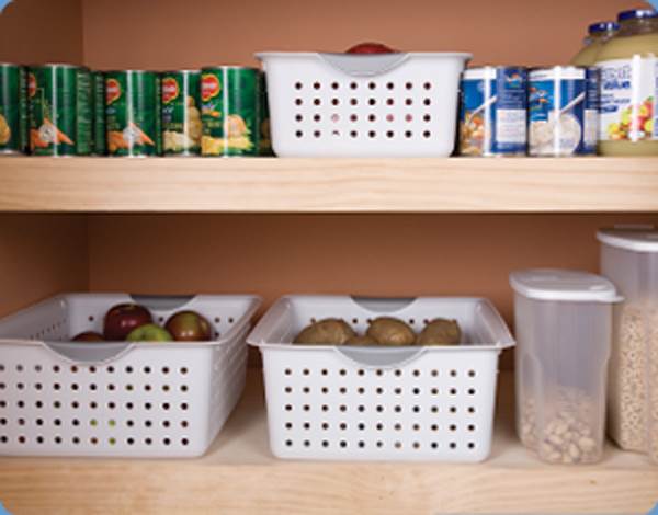 Sterilite Large Ultra Plastic Storage Baskets w/ Handles. White. 12 Pack