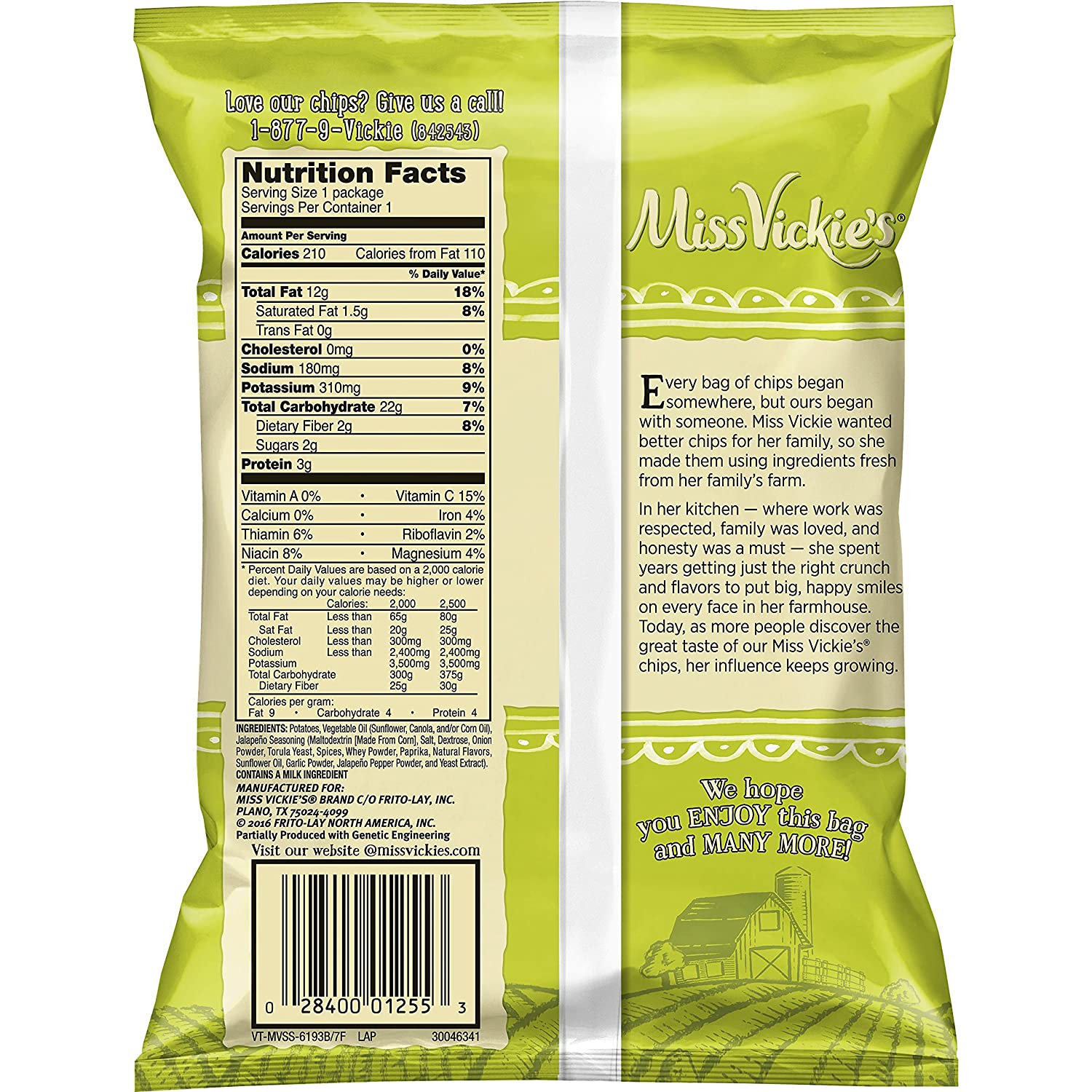 Miss Vickie-s Jalapeño Flavored Kettle Cooked Chips. 1.37 Ounce (Pack of 64)