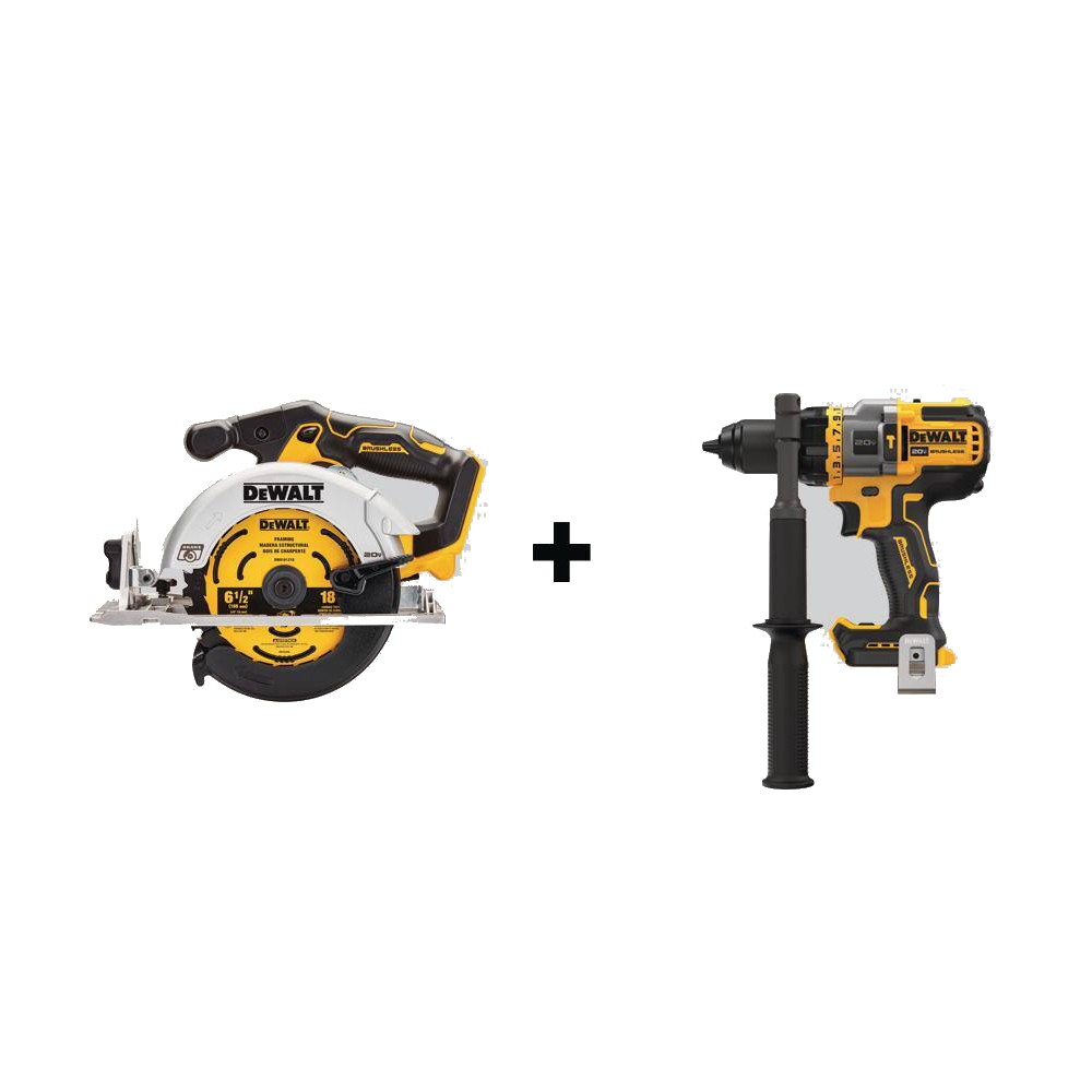 DEWALT DCS565BWDCD999B 20V MAX Cordless Brushless 6-1/2 in. Circular Saw and 1/2 in. Hammer Drill/Driver with FLEXVOLT ADVANTAGE (Tools-Only)