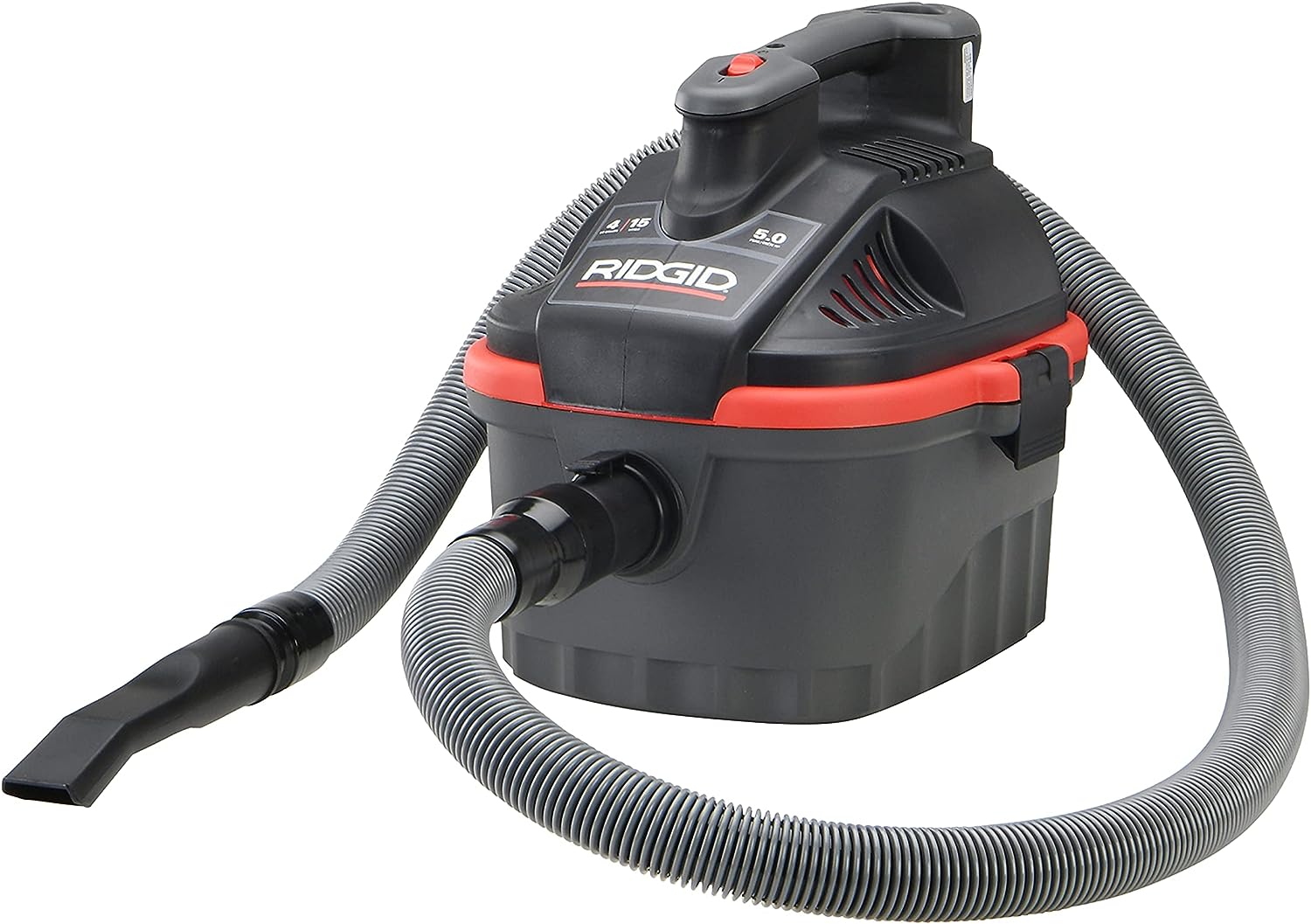 RIDGID 50313 Model 4000RV 4-Gallon Portable Wet and Dry Compact Vacuum Cleaner with 5.0 Peak-HP Motor. 4 gallon. Red