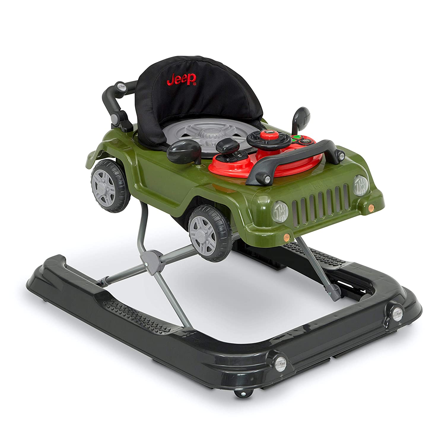 Delta Children Jeep Classic Wrangler 3-in-1 Grow With Me Activity Walker - Features Music. Lights. Removable Play Tray. Push Walker Mode. Converts into Rolling Car Toy. Anniversary Green