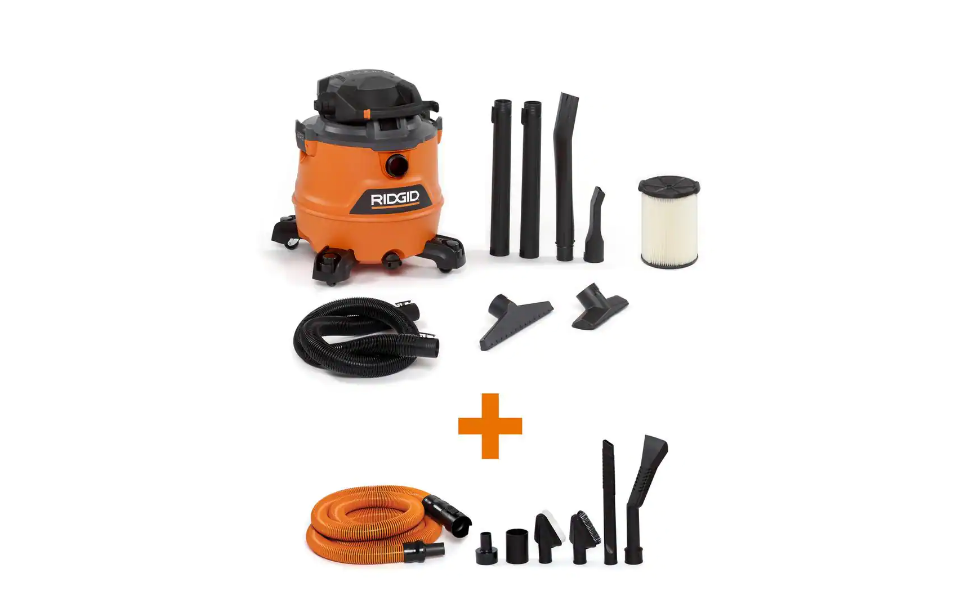 RIDGID HD1600C 16 Gal. 6.5-Peak HP NXT Wet/Dry Shop Vacuum with Detachable Blower. Filter. Hose. Accessories and Car Cleaning Kit