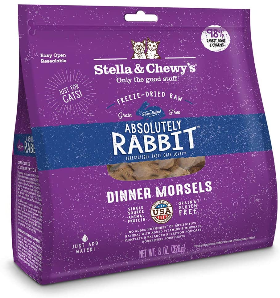 Stella & Chewy-s Freeze-Dried Raw Absolutely Rabbit Dinner Morsels Cat Food. 8 oz. Bag