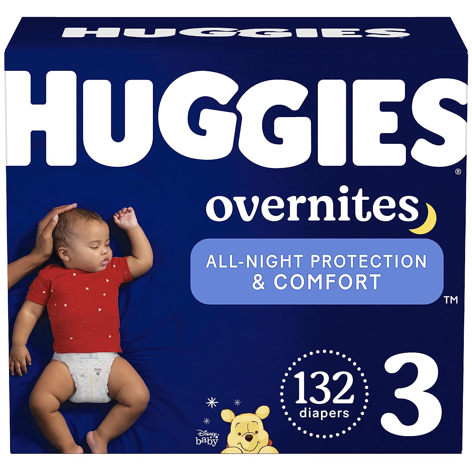 Huggies Overnites Nighttime Baby Diapers. Size 3 (16-28 lbs). 132 Ct