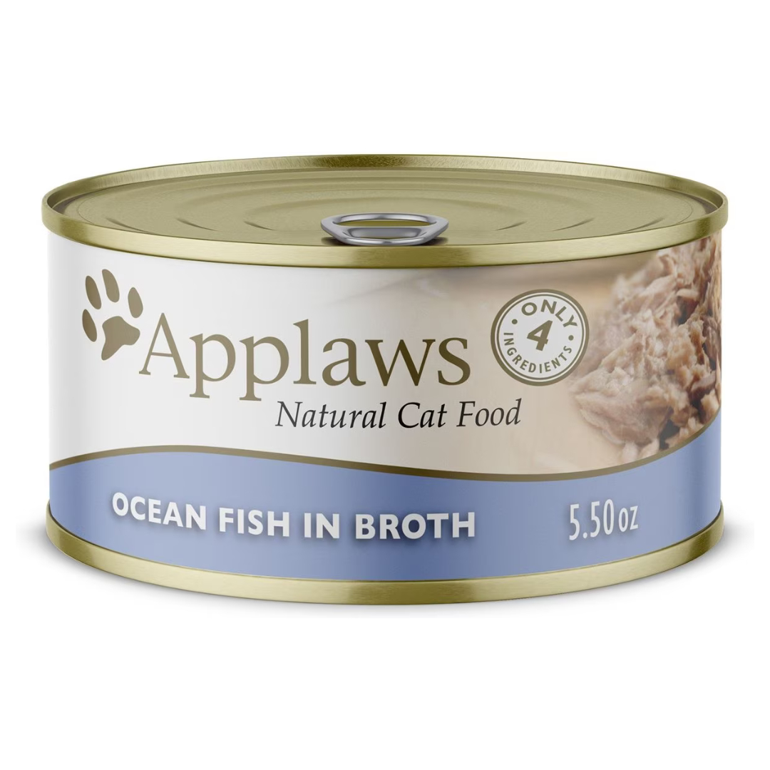 Applaws Natural Ocean Fish in Broth Wet Cat Food. 5.5 oz.. Case of 24