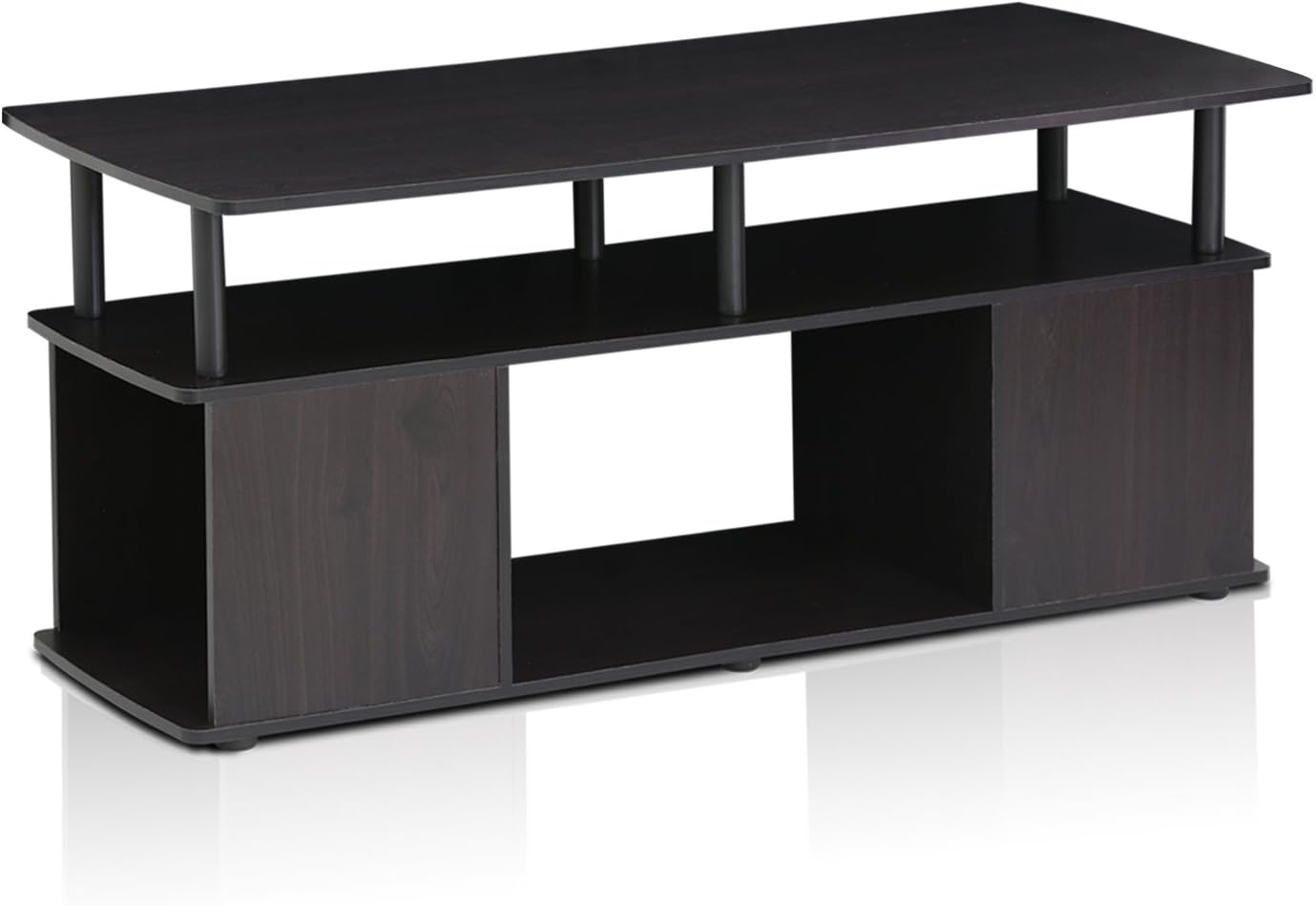 Furinno JAYA Utility Design Coffee Table / TV Stand for TV up to 55 Inch with Open Storage. Blackwood