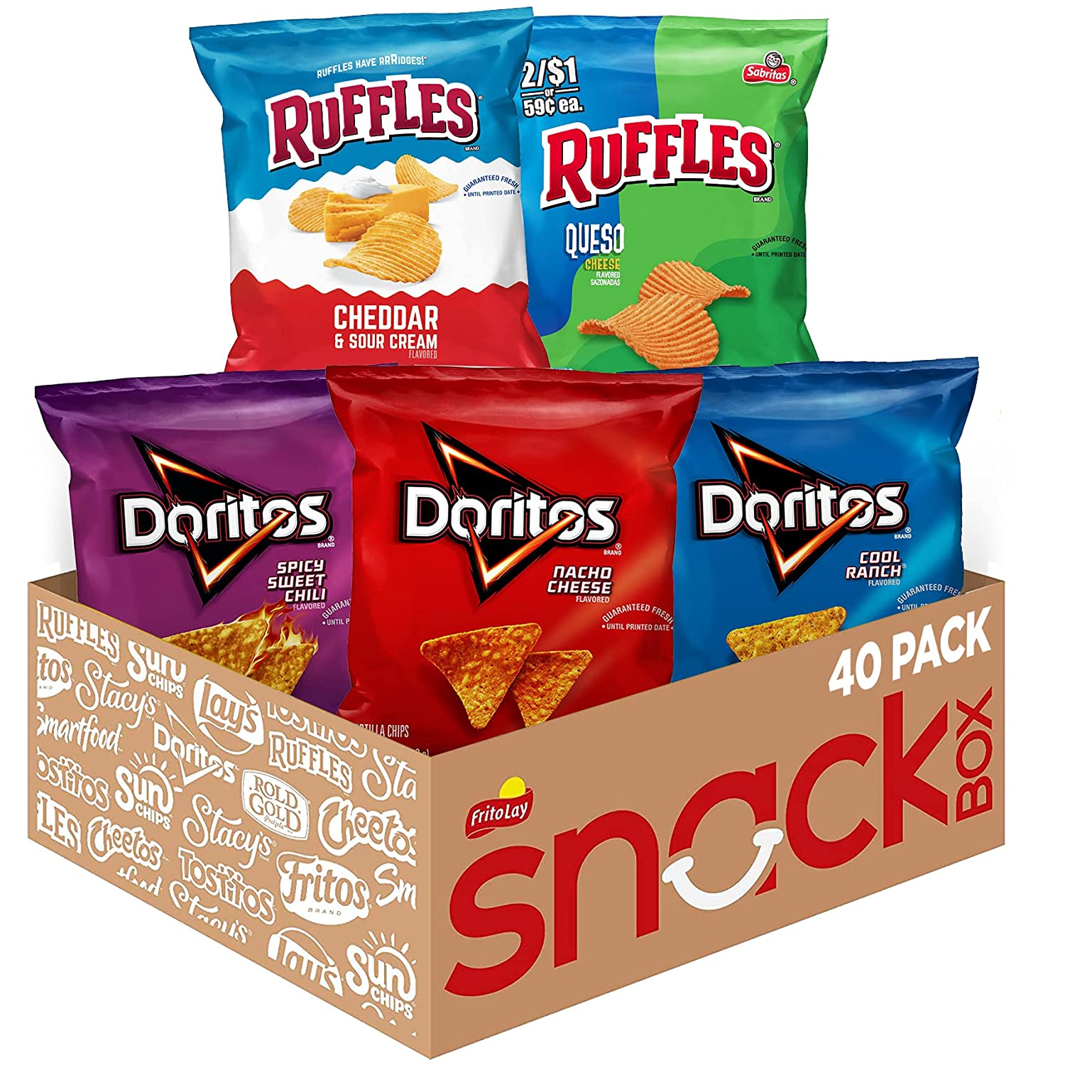 Ruffles FritoLay Variety Packs Flavors 1oz Bags. Ruffles & Doritos Bold Mix. 40 Count