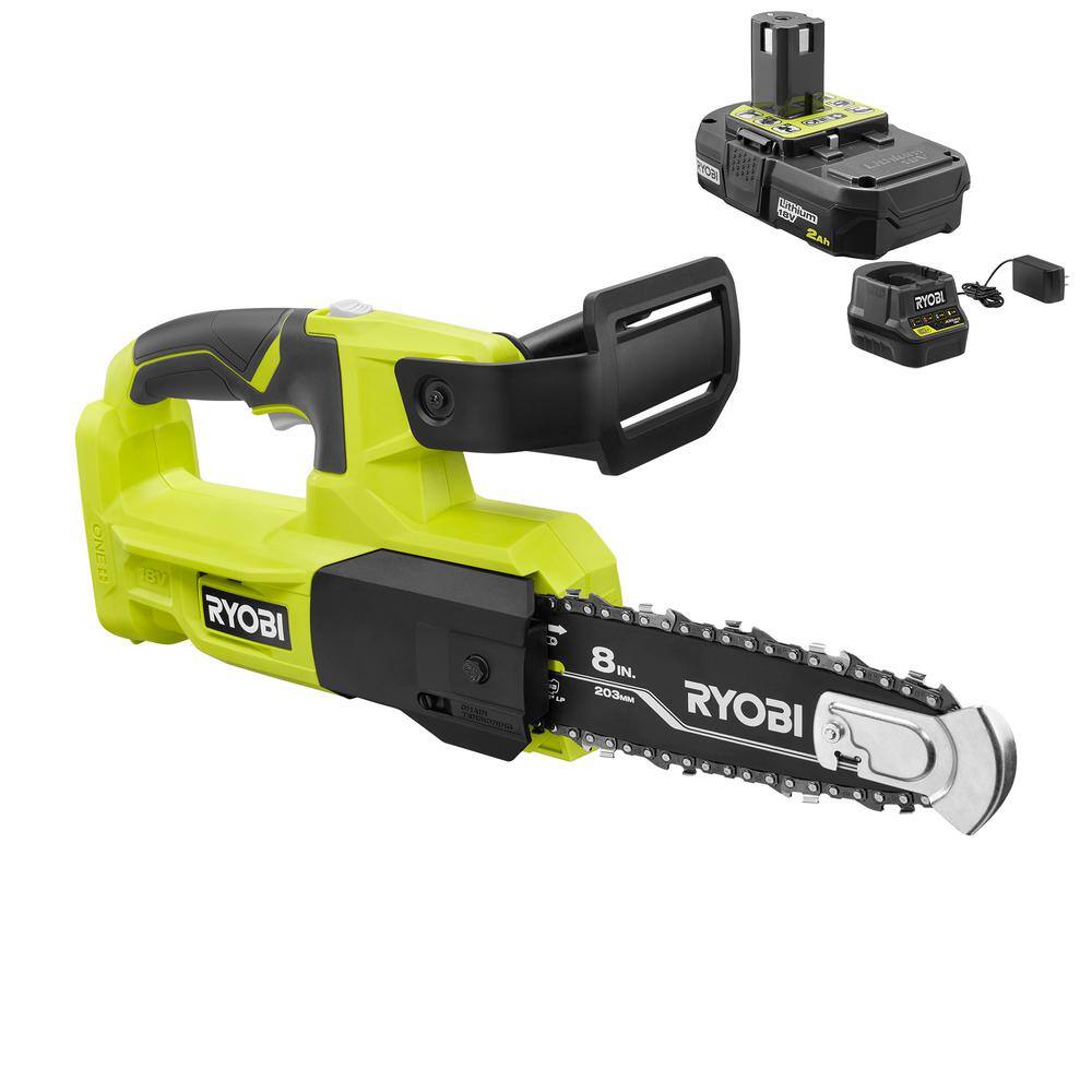 RYOBI P5453 ONE+ 18V 8 in. Cordless Battery Pruning Chainsaw with 2.0 Ah Battery and Charger