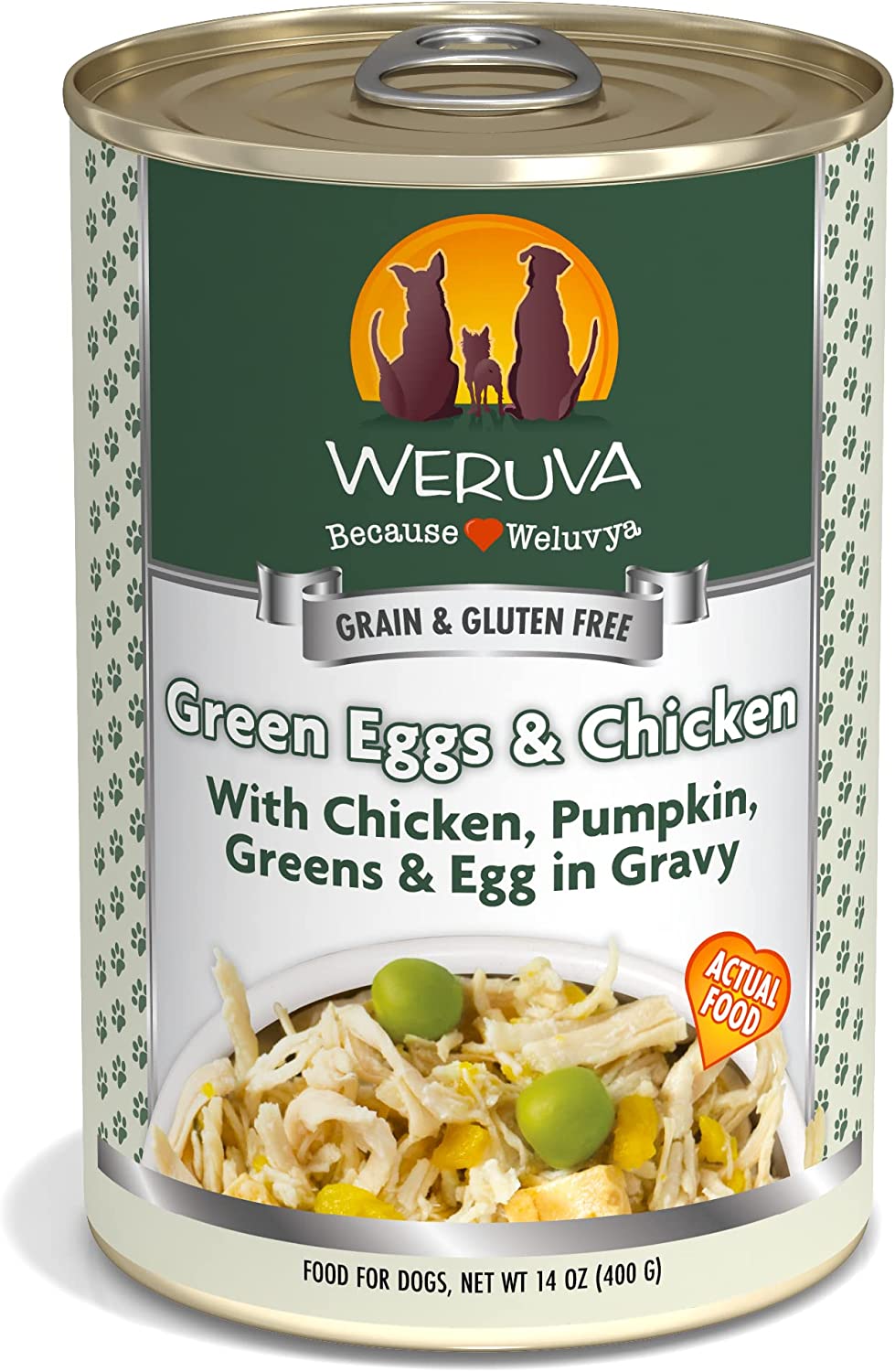 Weruva Green Eggs & Chicken with Chicken Egg & Greens in Gravy Grain-Free Canned Dog Food 14 Ounce (Pack of 12)
