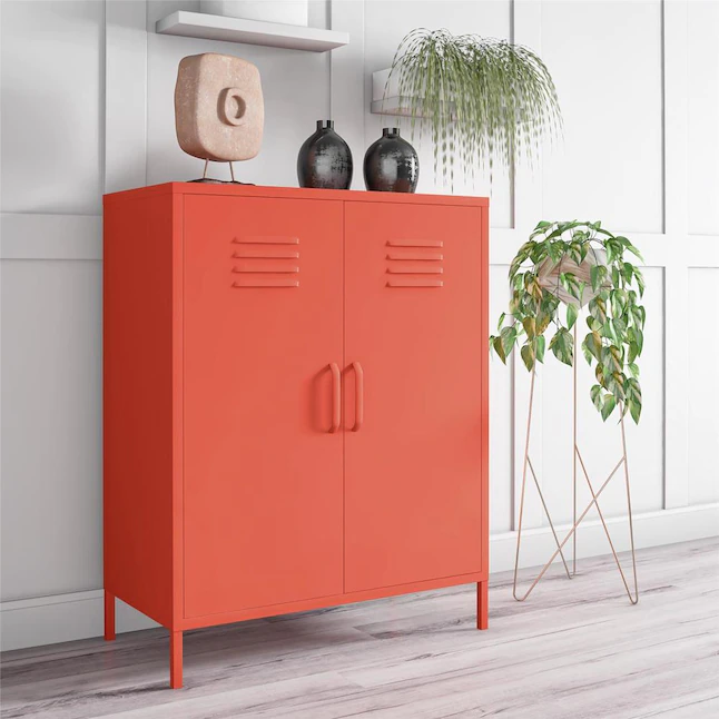 Ameriwood Home Cache 37.04-in W x 25.2-in H x 15.75-in D Steel Full Storage Lockers. Orange Cabinet