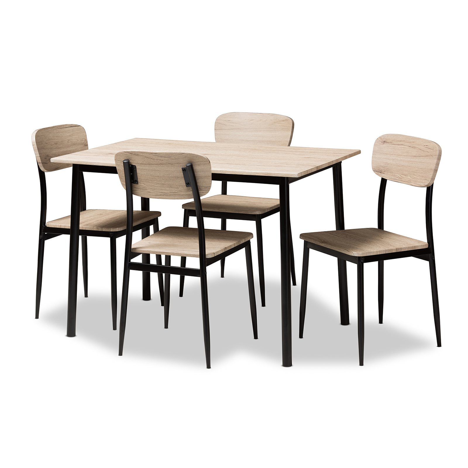 Baxton Studio Honore 5 Piece Dining Table Set. Light Brown