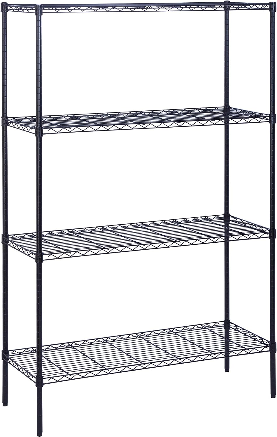 Honey Can Do 4-Tier Adjustable Shelving Unit with 350-lb Shelf Capacity. Black SHF-05225 Black