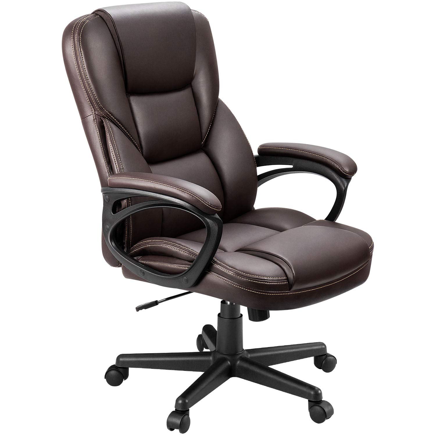 Lacoo Faux Leather High-Back Executive Office Chair with Lumbar Support. Brown