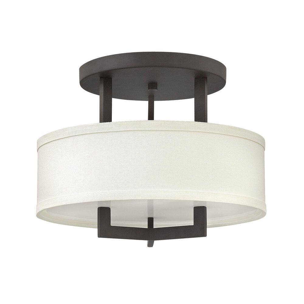 HINKLEY  Hampton 15 in. LED-Light Buckeye Bronze LED Semi-Flush Mount