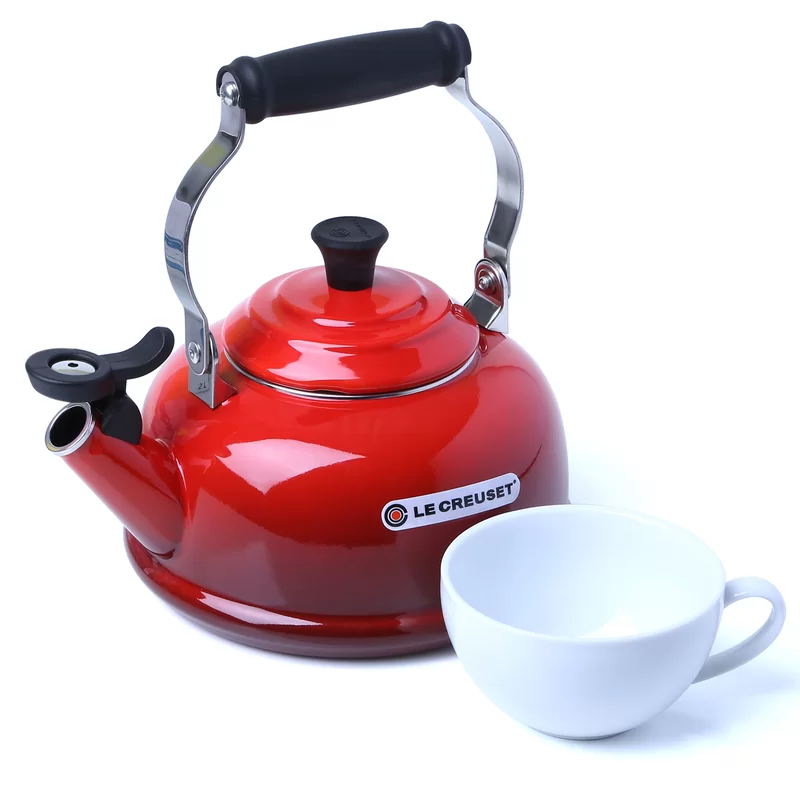Le Creuset Q3101-67 Enamel On Steel Whistling Tea Kettle. 1.7 qt.. Cerise