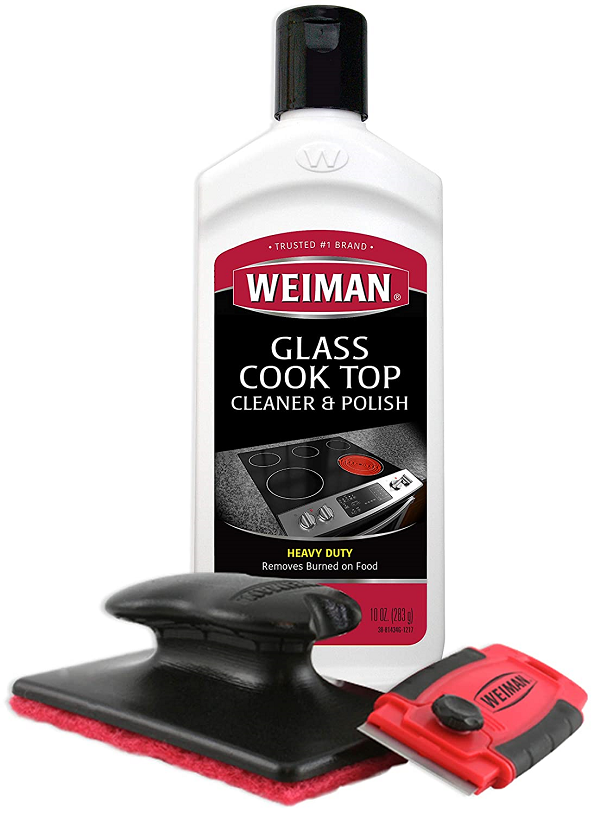 Weiman Cooktop and Stove Top Cleaner Kit - Glass Cook Top Cleaning Tool 10 oz.
