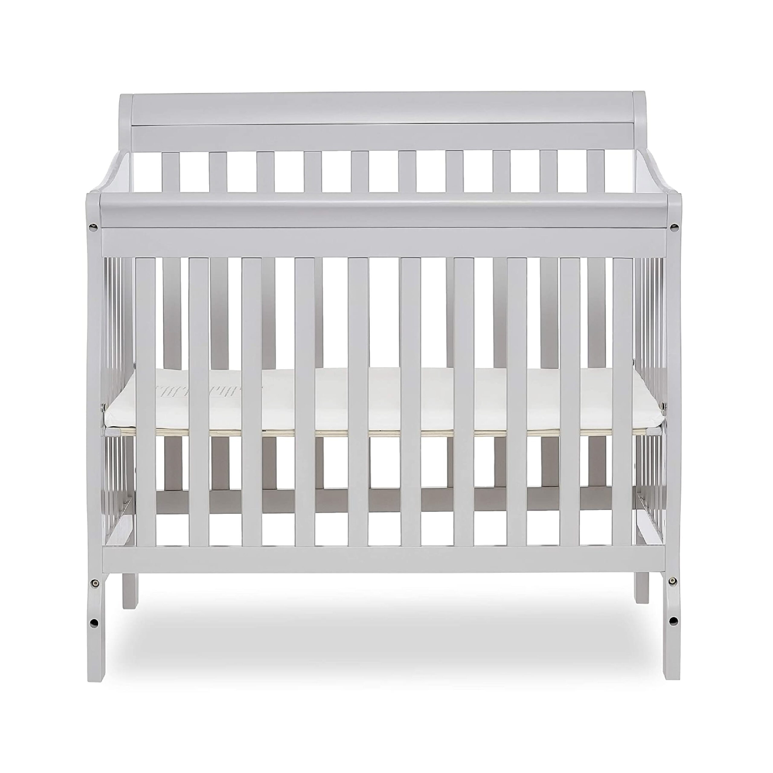 Dream On Me Aden 4-in-1 Convertible Mini Crib In Mystic Grey. Greenguard Gold Certified