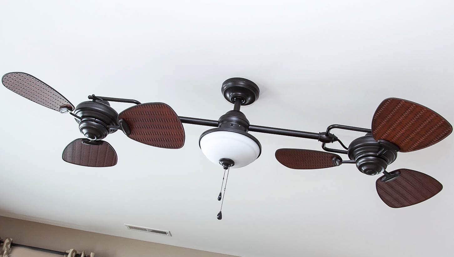 Harbor Breeze  Twin Breeze II 74-in Oil Rubbed Bronze LED Indoor/Outdoor Ceiling Fan with Light (6-Blade)