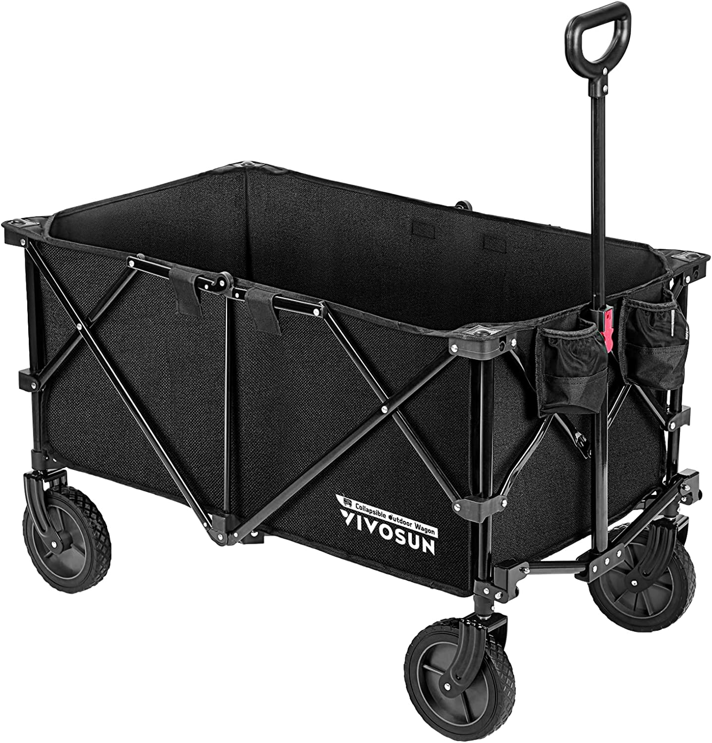VIVOSUN Heavy Duty Collapsible Folding Wagon Utility Outdoor Camping Garden Cart. Black