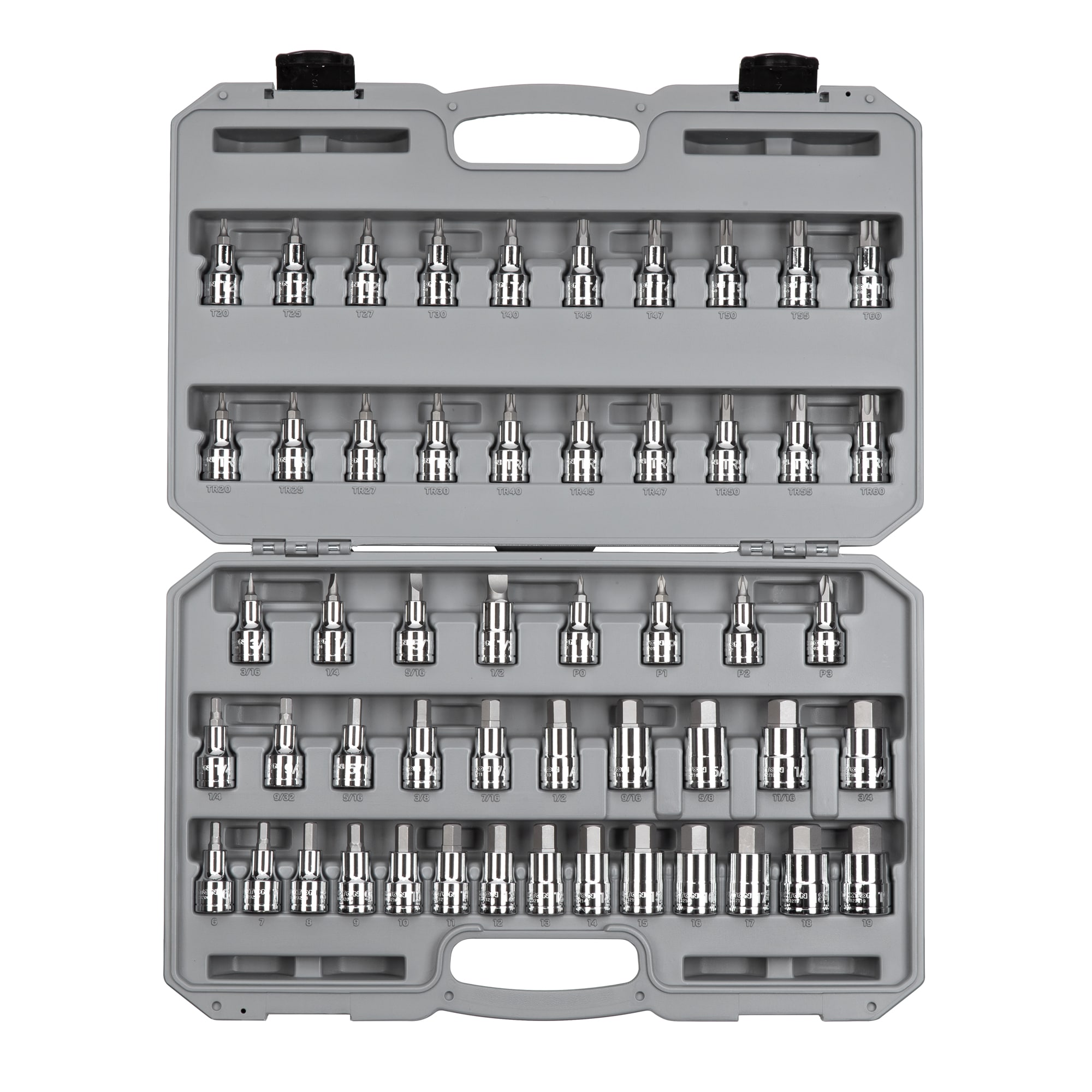 TEKTON 52-Piece 1/2-in Drive Set Hex; Torx; Phillips; Flathead Bit Standard (Sae) and Metric Driver Socket Set