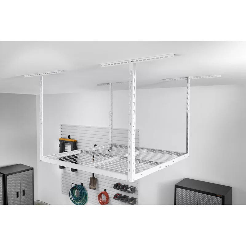 Gladiator GALS44M2KW GearLoft Hammered White Adjustable Height Overhead Garage Storage Rack (48 in W x 48 in D)