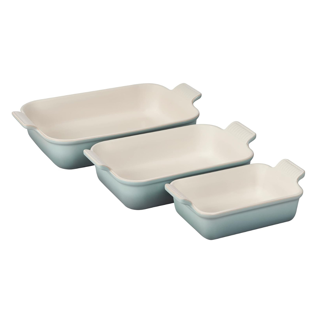 Le Creuset Heritage Open Rectangular Dishes. Set of 3 - Sea Salt
