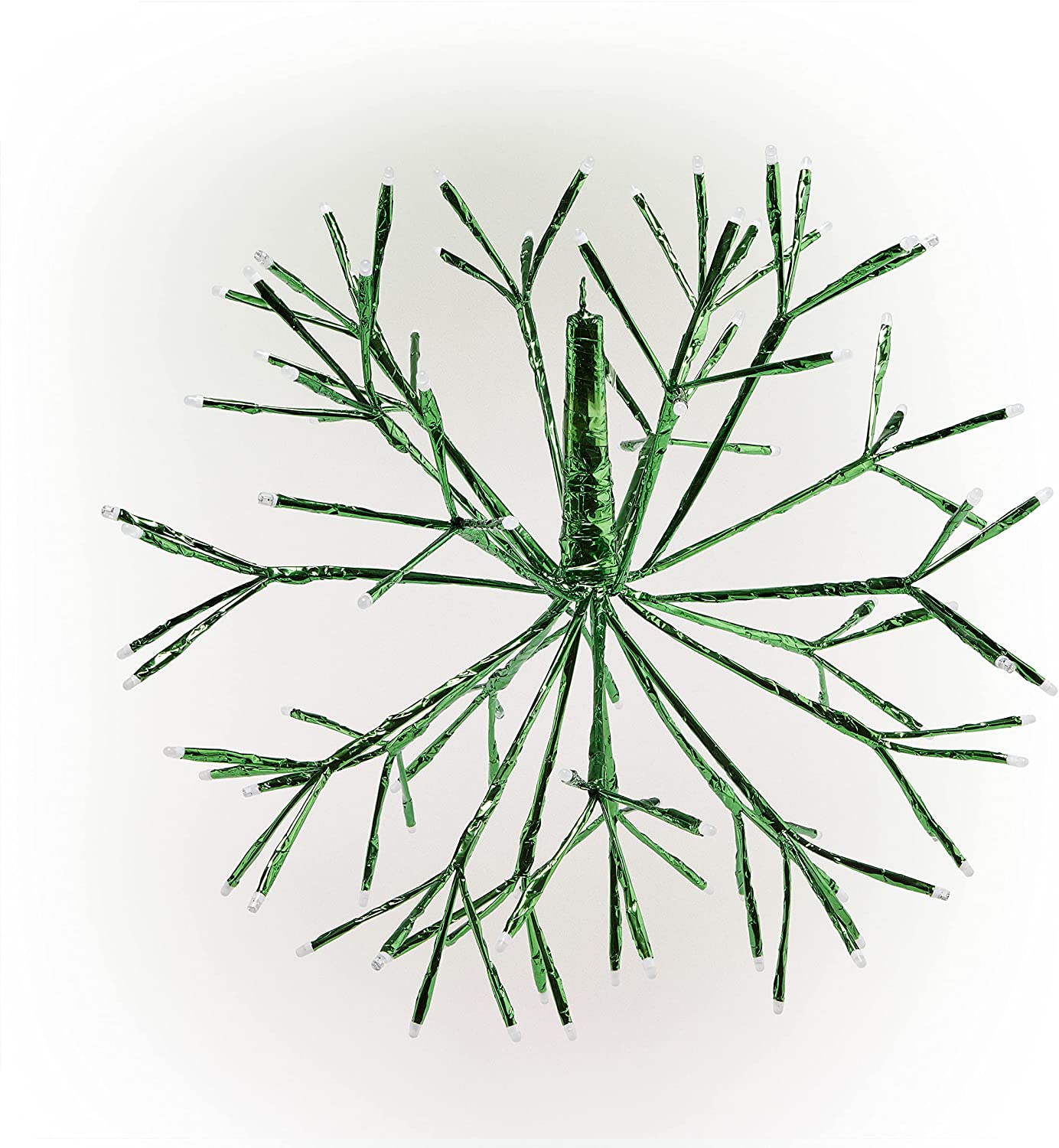 Alpine CRD100L-GN Christmas Snowflake Large Hanging Ornament with 96 LED. 16 Inch Tall. Green