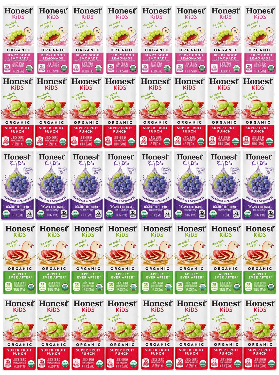 Sanisco Honest Kids Organic Juice Drink Assorted Variety Pack. 6 Fl Oz. (40 Count)