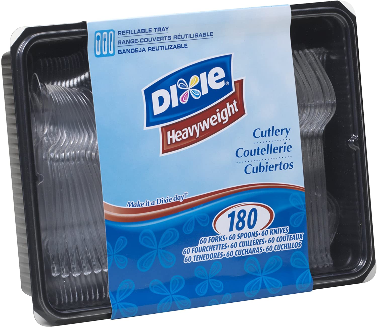 Dixie Clear Heavyweight Plastic Combo Cutlery with Reclosable Tray (180 ct.)