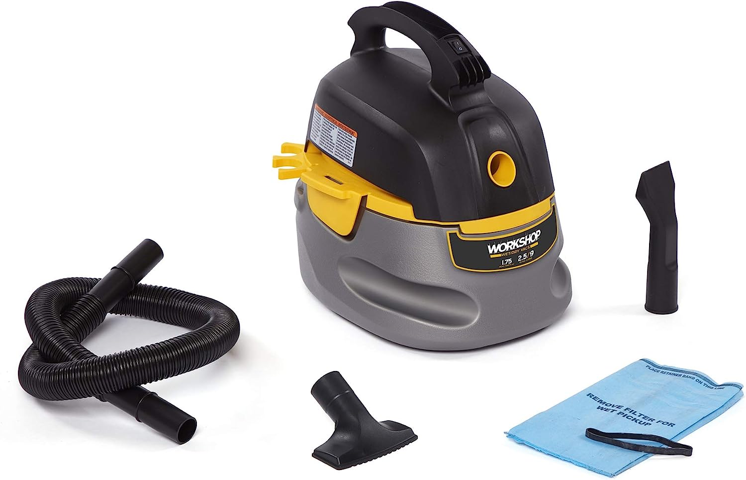 WORKSHOP Wet/Dry Vacs Vacuum WS0255VA Compact. Portable Wet/Dry Vacuum Cleaner. 2.5-Gallon Small Shop Vacuum Cleaner. 1.75 Peak HP Portable Vacuum