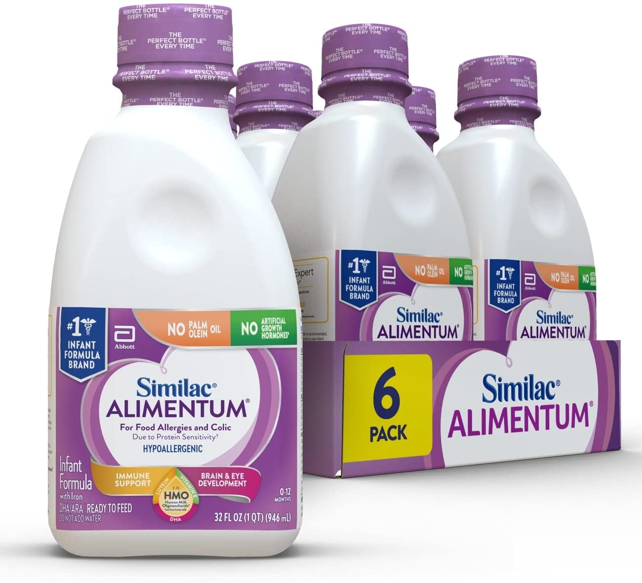 Similac Alimentum with 2′-FL HMO Hypoallergenic Infant Formula. 32-oz Bottle (Case of 6)