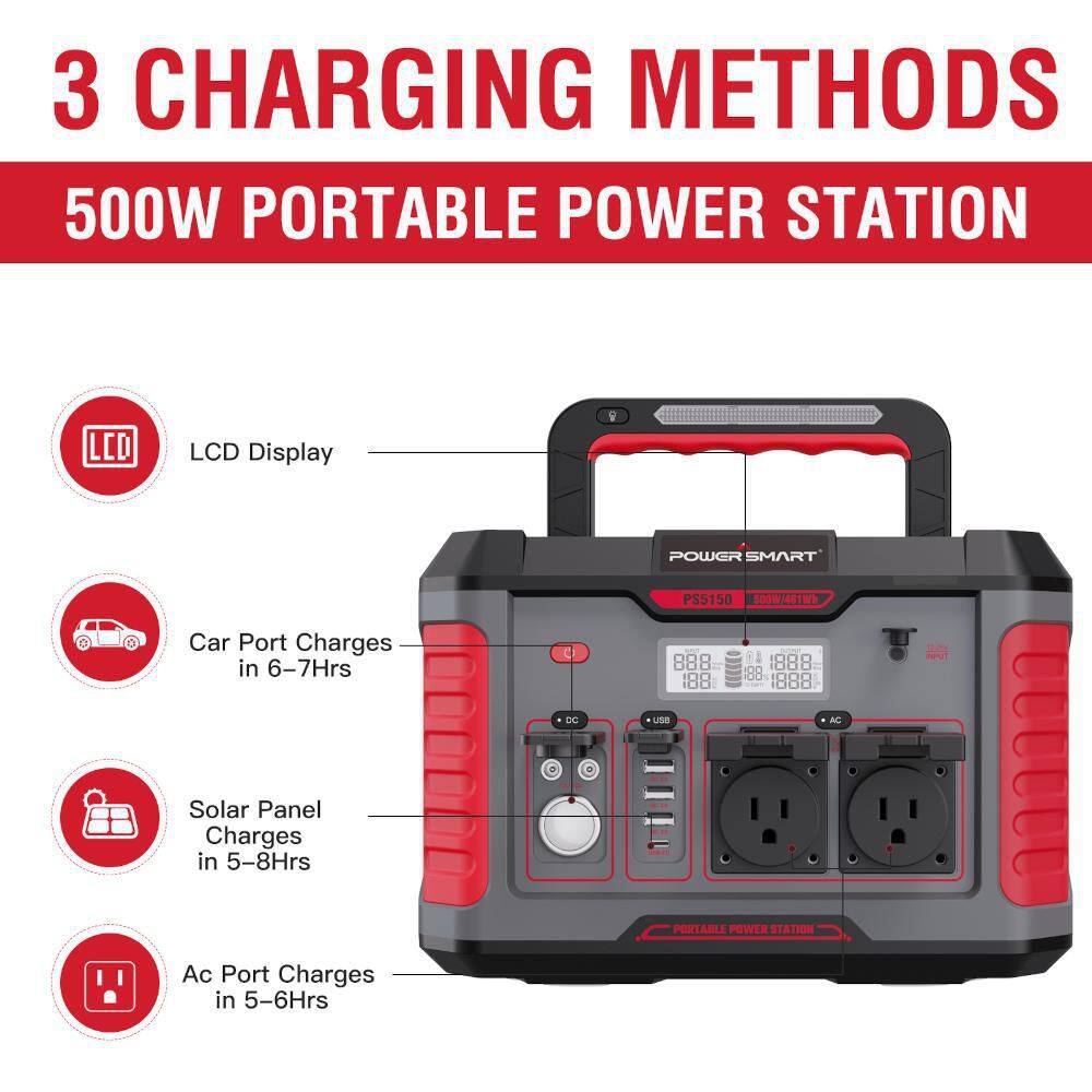 PowerSmart PS5150 500-Watt Portable Battery Push Button Start Generator Power Station