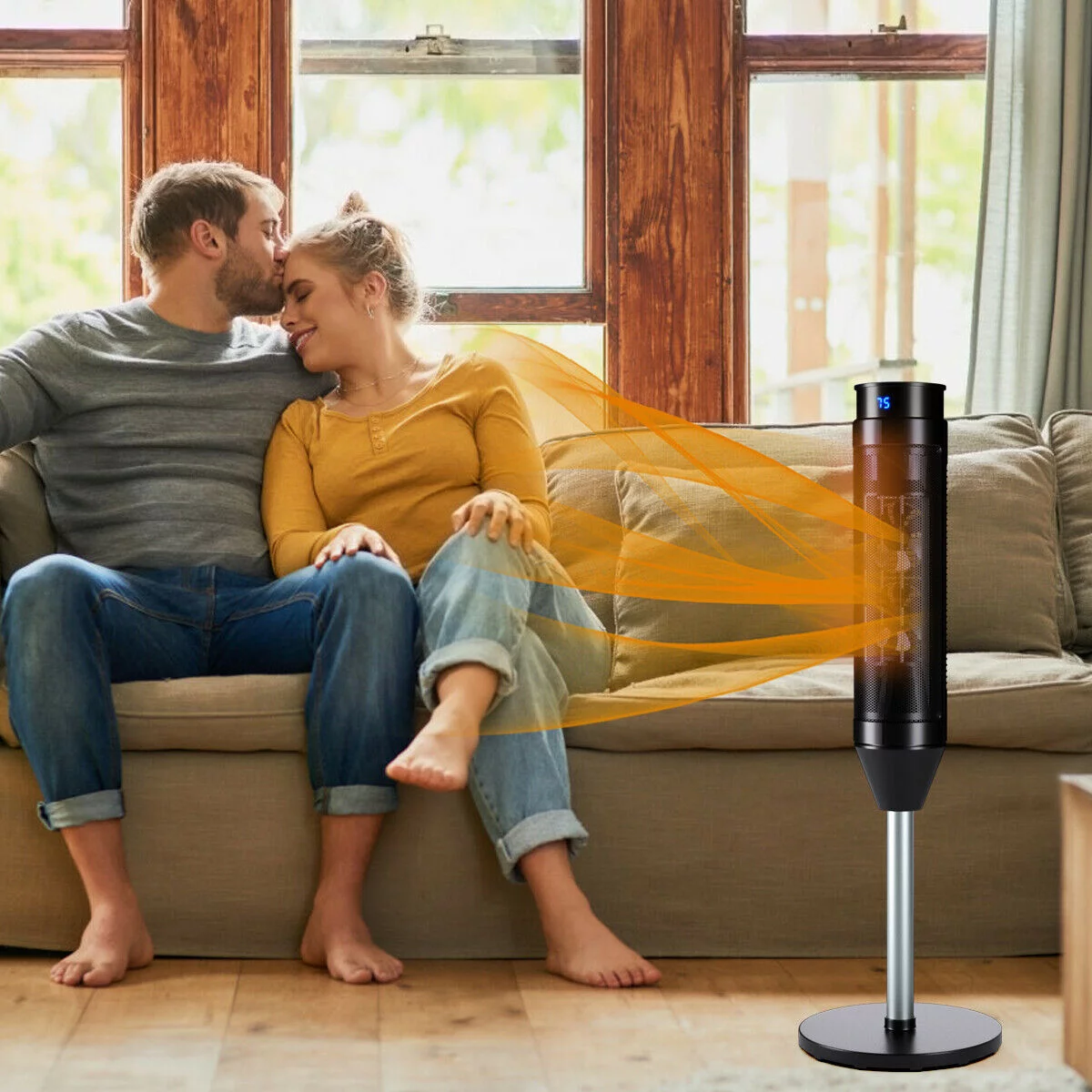 Costway 1500W Portable Oscillating Ceramic Pedestal Heater w/ Timer Remote Control Room