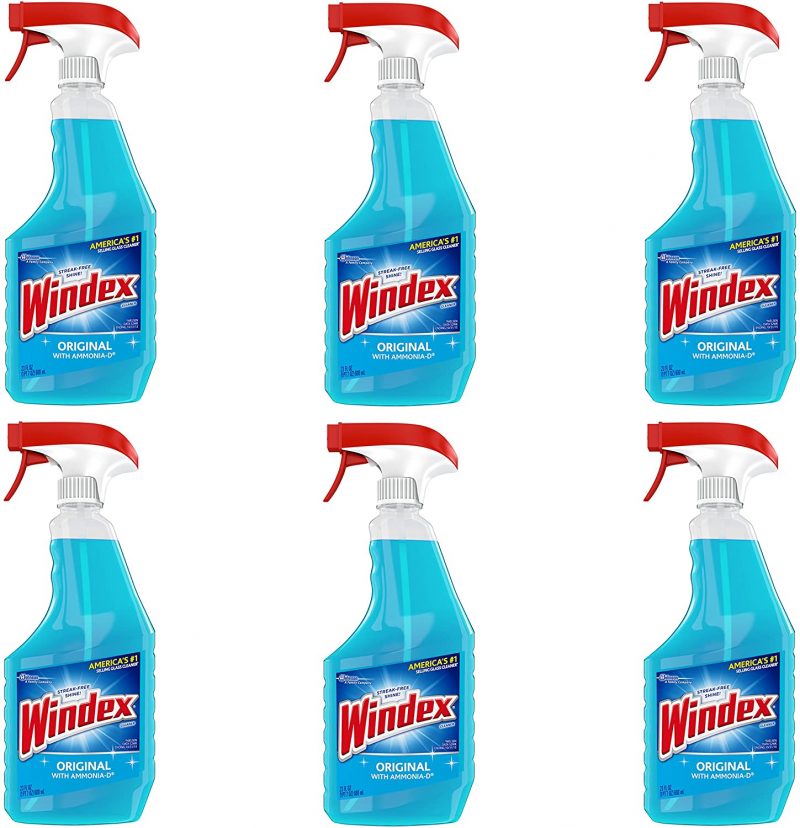 Windex Original Glass and Window Cleaner Spray Bottle. Original Blue. 23oz 6Pack